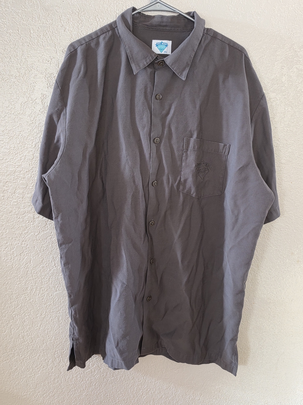 Del Mar Race Track Men's Short Sleeve Button-Up Shirt Gray 2XL